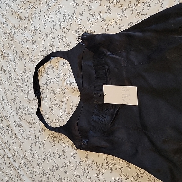 Black Satin Mini Dress - Picture 4 of 4